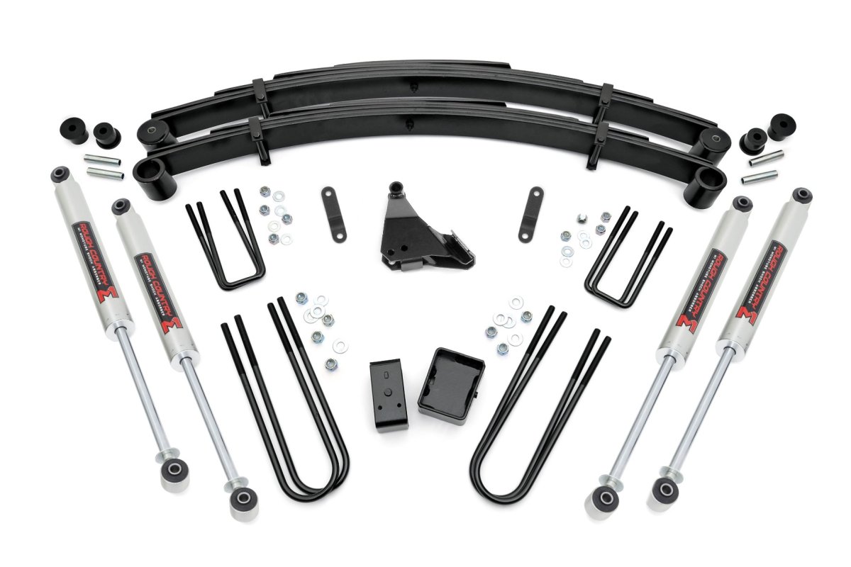 Ford F-250 Super Duty Suspension Lift Kit - Front + Rear - Rough Country - 6 Inch Lift + Rear Blocks | M1 | Premium N3 Shocks - '99-'04